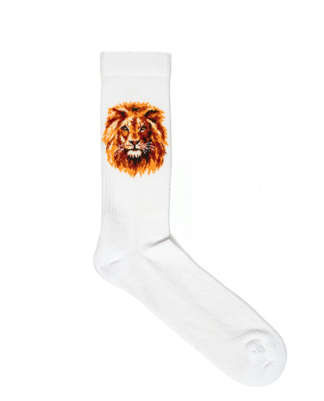 ES03 Erkek Penye Tenis Çorabı Aslan Desen Beyaz