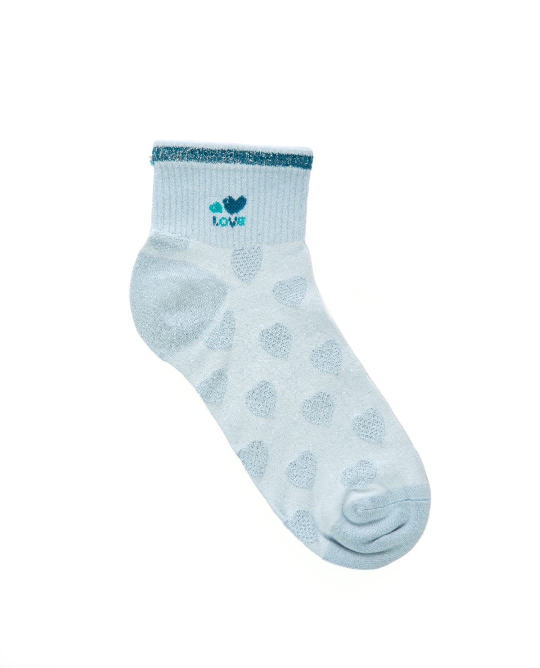 KBMB03 Kadın Bambu Kısa Tenis Çorabı Love Desen Mavi
